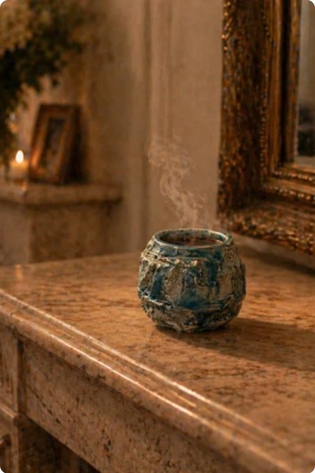 Petit pot raku bleu